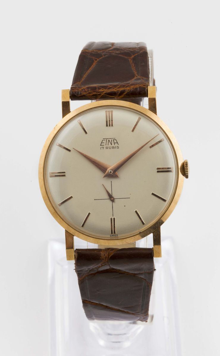 ETNA, orologio da polso, in oro giallo 18K, a carica manuale. Realizzato nel 1960 circa  - Asta Orologi da Polso e da Tasca - Cambi Casa d'Aste