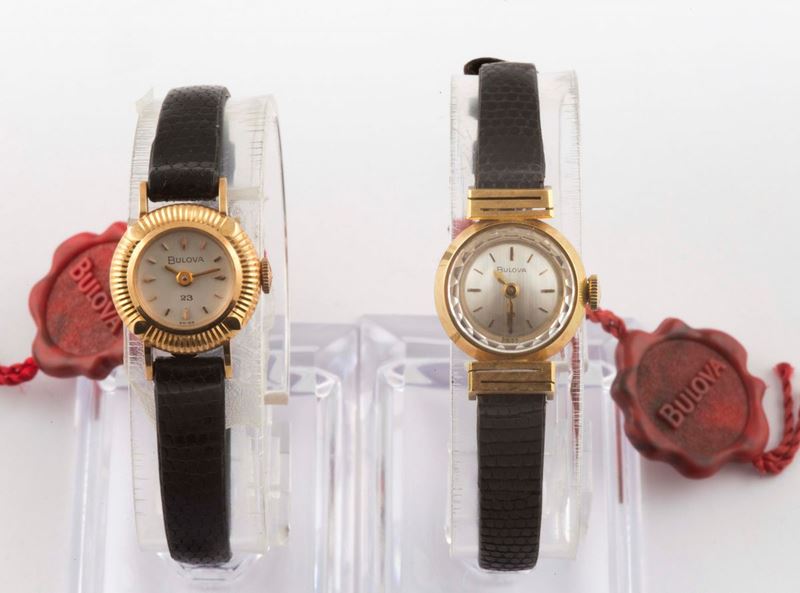 Coppia di orologi Bulova, da donna, in oro giallo 18K, a carica manuale. Realizzati circa nel 1940  - Auction Watches and Pocket Watches - Cambi Casa d'Aste