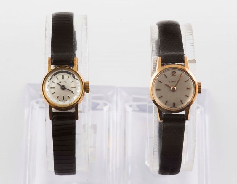 Coppia di orologi Zenith, da donna, in oro giallo 18K, a carica manuale. Realizzati circa nel 1960  - Asta Orologi da Polso e da Tasca - Cambi Casa d'Aste