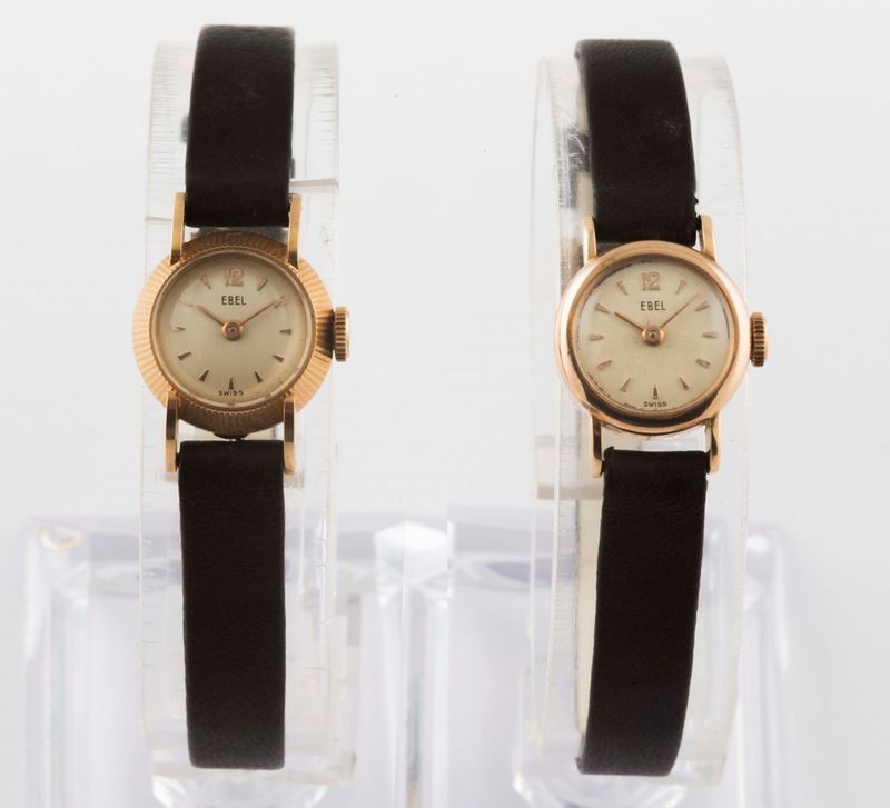 Coppia di orologi Ebel, da donna, in oro giallo 18K, a carica manuale. Realizzati nel 1960 circa  - Asta Orologi da Polso e da Tasca - Cambi Casa d'Aste