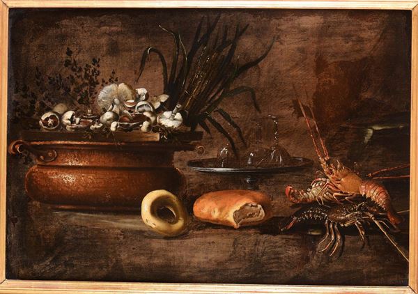Scuola napoletana del XVIII secolo Natura morta con aragosta