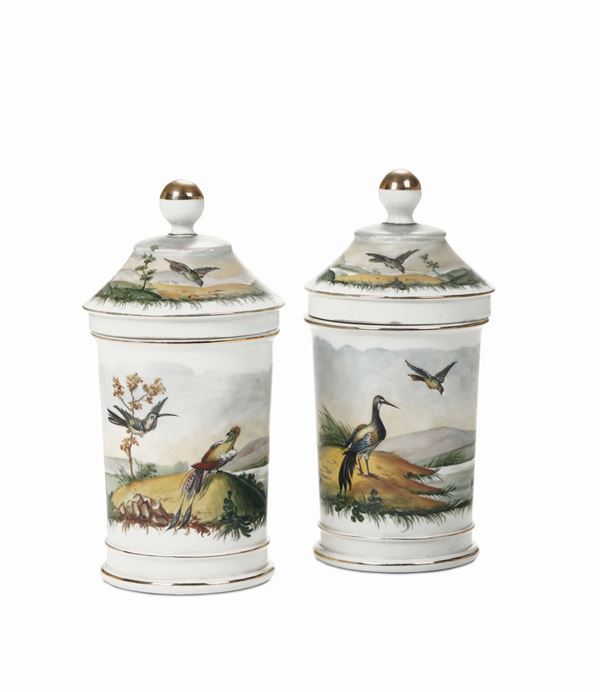 Coppia di vasi con coperchio Doccia, Manifattura Ginori, fine del XIX secolo