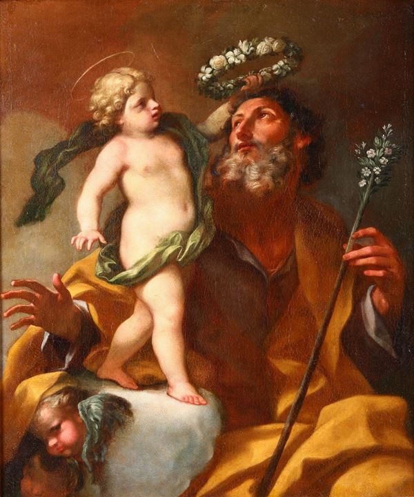 Scuola romana del XVIII secolo San Giuseppe con Gesù bambino