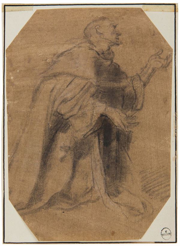 Giacomo Cavedone (1577-1660) Studio di monaco inginocchiato