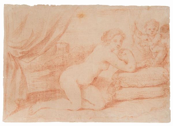 Benedetto il Giovane Gennari (1633-1715) Nudo femminile con amorino