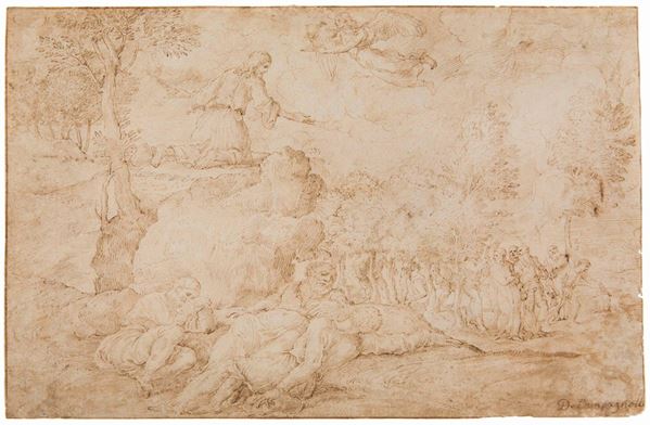 Domenico Campagnola (1500-1564) Cristo e gli apostoli nell'orto degli Ulivi