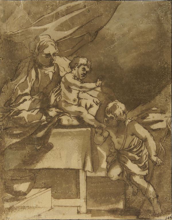 Giovanni Andrea Sirani (1610-1670) attribuito a Madonna con Bambino e San Giovannino