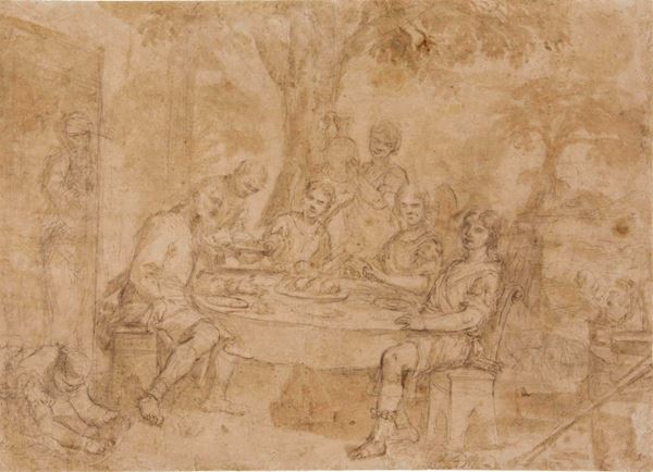 Mattia Preti (1613-1699) Abramo servito dagli Angeli Studio di figure