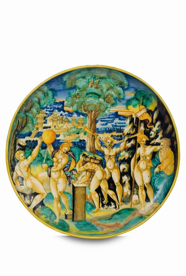 Coppa Urbino, maestro della cerchia di  Nicola da Urbino o  Xanto Avelli  circa 1535-40