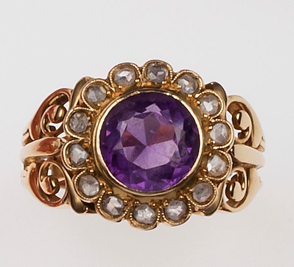 Amethyst and pearl ring