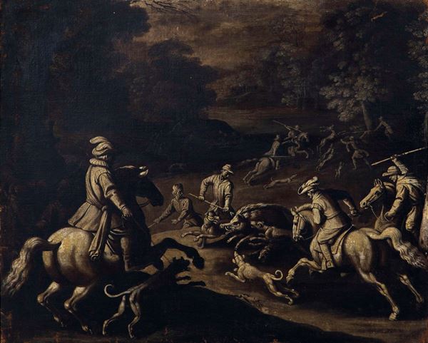 Antonio Tempesta (Firenze 1555 - Roma 1630) Caccia al cinghiale e al cervo