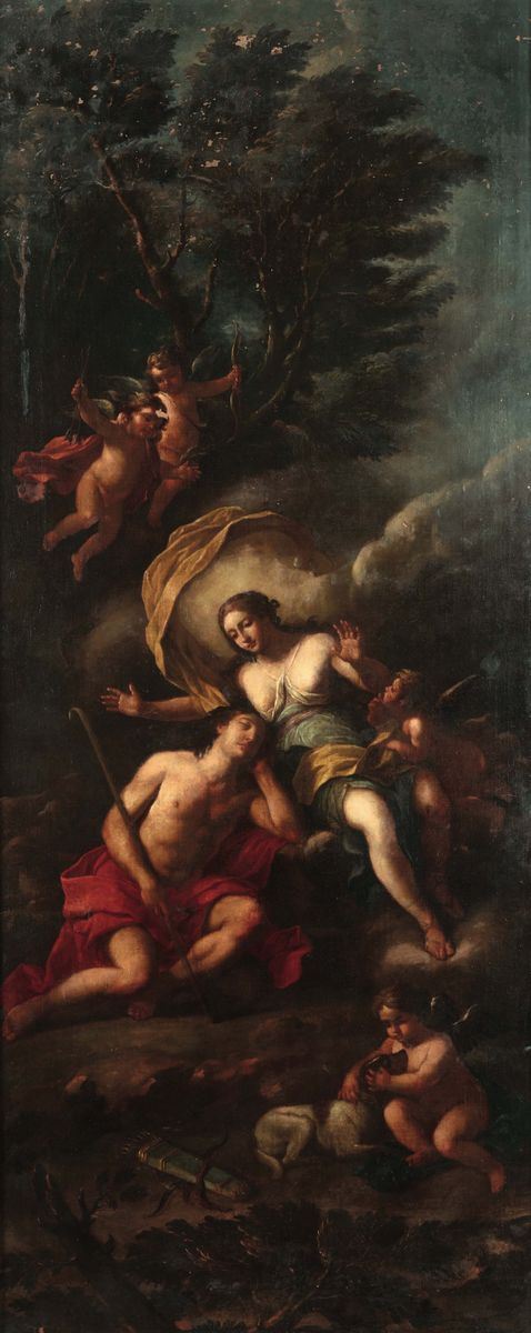 Scuola emiliana del XVIII secolo Quattro dipinti di soggetto mitologico