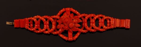 Carved coral bracelet