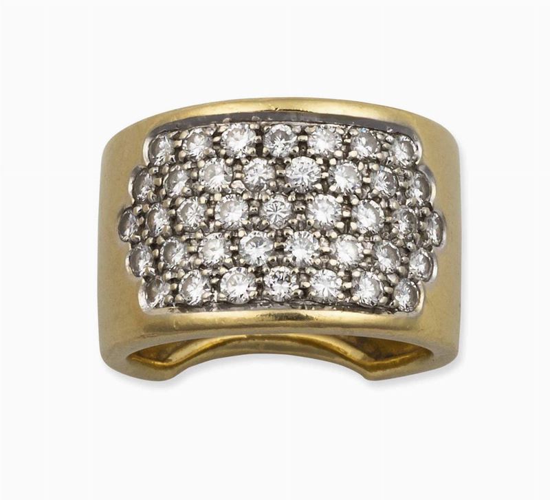 Anello con pavé di diamanti taglio brillante per ct 3,15 circa  - Asta Vintage, Gioielli e Bijoux - Cambi Casa d'Aste