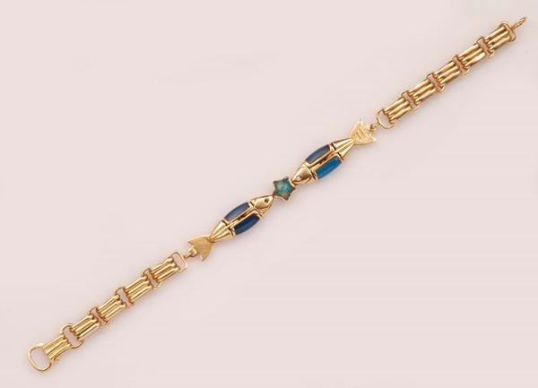 Chalcedony, amazonite and gold bracelet. Cleto Munari