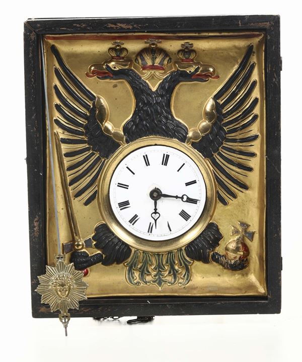 Orologio da parete con aquila bifronte, XIX secolo
