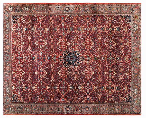 Particolare tappeto persiano Saruk Ferahan, fine XIX secolo