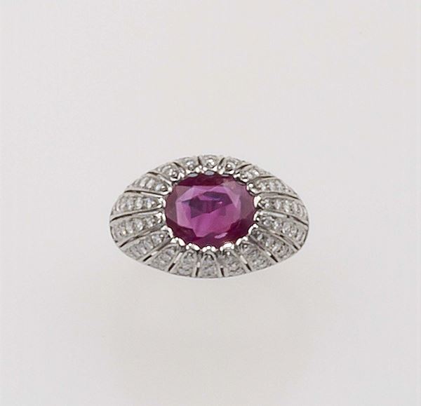 Burma ruby and diamond ring