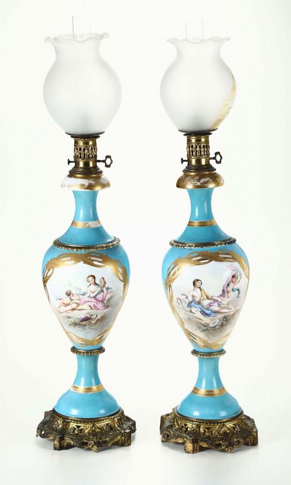 Coppia di lampade ad olio Probabilmente Italia, XIX secolo