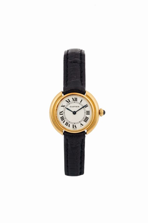 CARTIER, Paris, Vendome, orologio da polso, da donna, in oro giallo 18K con chiusura deployante originale in oro. Realizzato nel 1980 circa