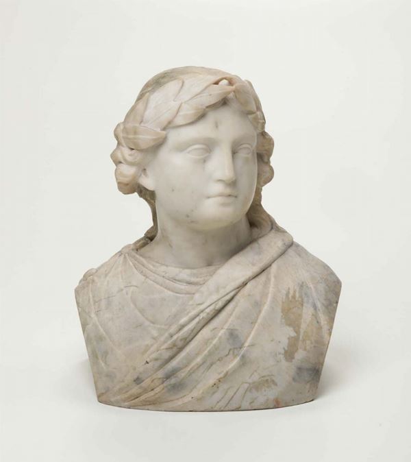 Busto di Virgilio in marmo bianco. Scultore del XIX secolo