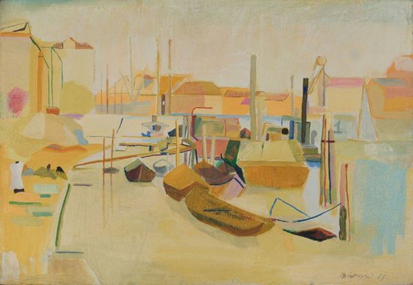 Fulvio Bianconi (1915-1996) Venezia, paesaggio con barche