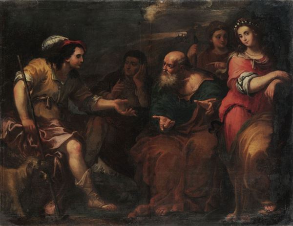 Stefano Magnasco (Genova 1635-1674) Labano, Rachele e Lia accolgono Giacobbe