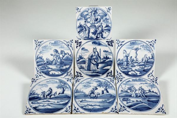 Sette piastrelle  Delft XVIII secolo