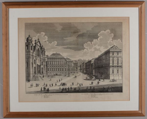 Genova. Veduta Veduta della piazza della S.S Annunziata dal vastato dalla parte di strada Balbi, fine XVIII secolo