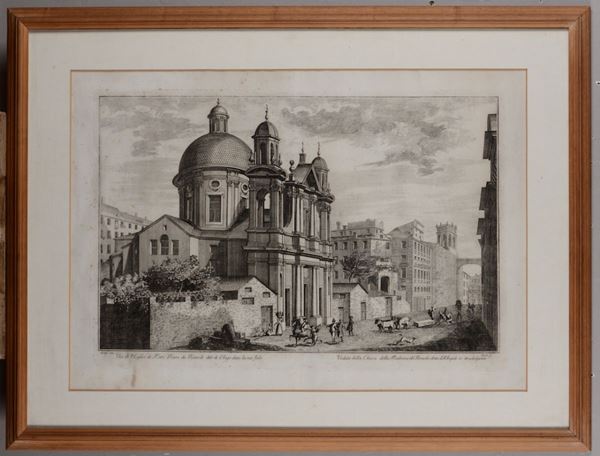 Giolfi-Guidotti Veduta della Chiesa della Madonna del Rimedio guardando verso palazzo ducale. Fine secolo XVIII