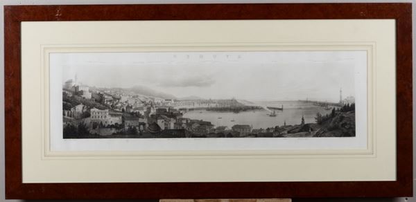 F. Citterio Genova, veduta presa da San Pier d’Arena. Metà secolo XIX