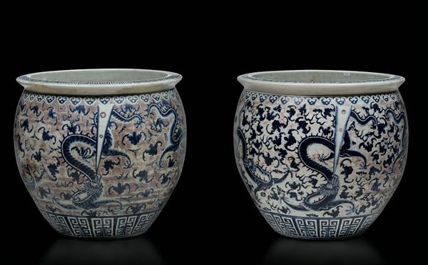Two porcelain cachepots, China, early 1900s