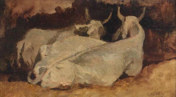 Giovanni Fattori (1825 - 1908) Mucche sdraiate
