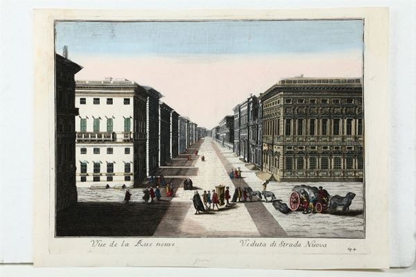 Anonimo Genova. Vedute ottiche a colori. Francia (Parigi?) secolo XVIII