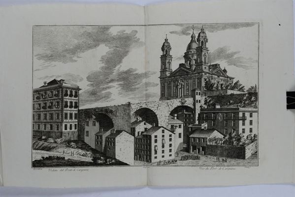 A.Giolfi/Torricelli/G.L. Guidotti Veduta della chiesa e del ponte di Carignano. Metà secolo XVIII