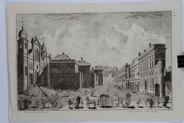 A.Giolfi/Torricelli/Chiesa e Tessera Veduta di piazza dell’Annunziata. Metà secolo XVIII