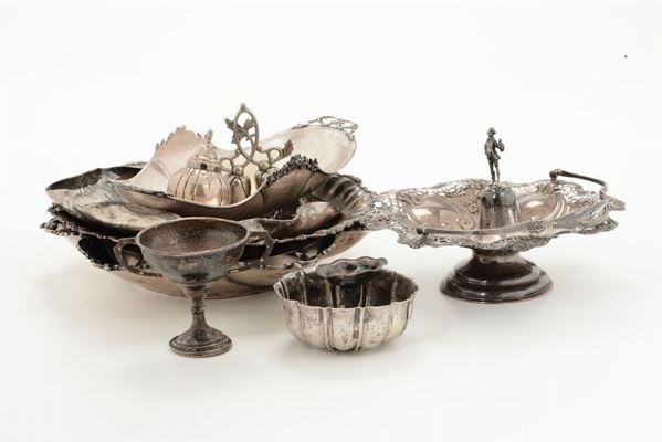 Insieme di oggetti in argento, XX secolo