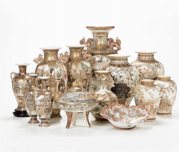 Satsuma and Kutani vases, Japan, 18-1900s