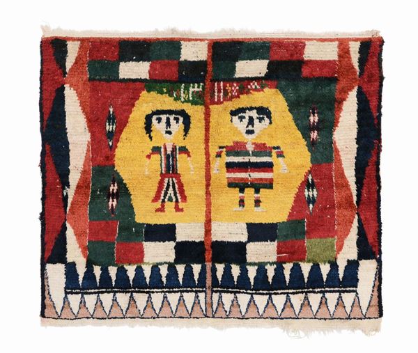Particolare tappeto Bakhtiari gabbeh, ovest Persia datato 1893