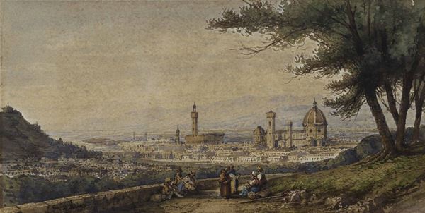 Gabriele Carelli (1820-1900) Veduta di Firenze