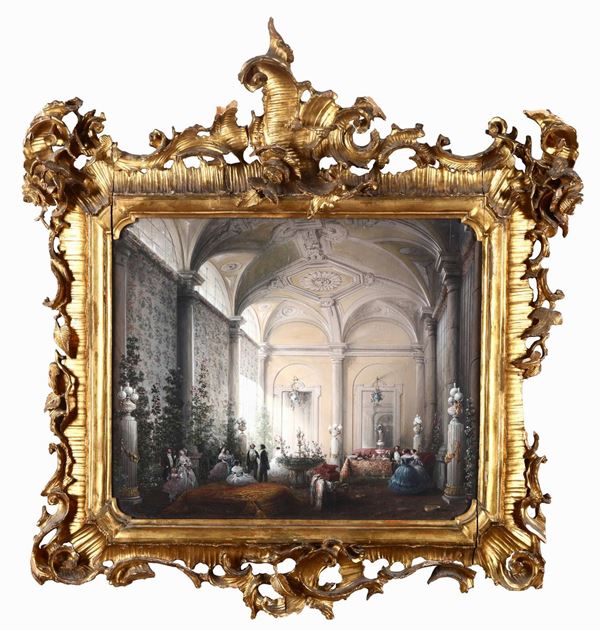 Carlo Bossoli (1815-1884) Scena d’interno, 1854, probabile Villa Serra