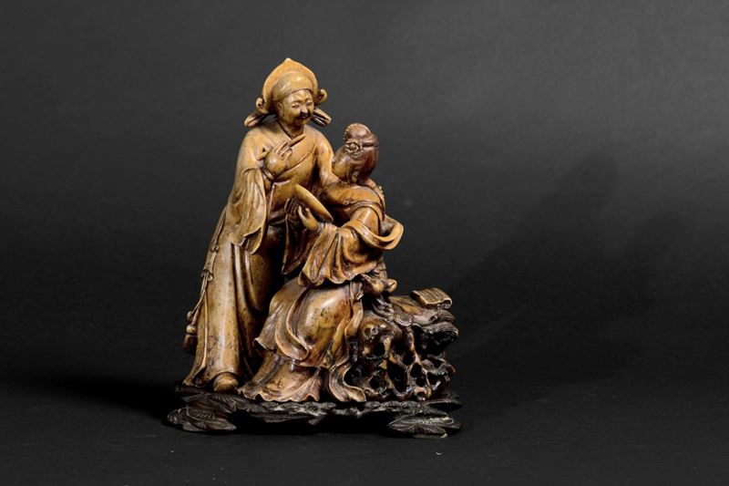 A soapstone group, China, late 1800s  - Auction Oriental Art - Cambi Casa d'Aste