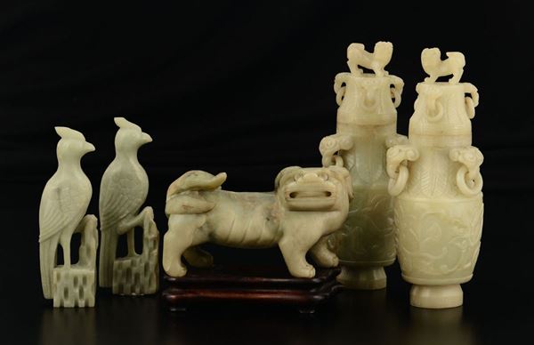 Five jade items, China, 1900s