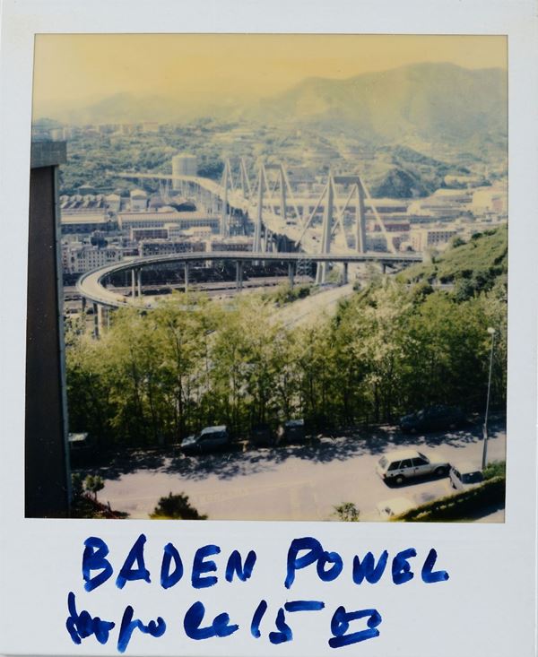 Lattuada Alberto (1914-2005) Baden Powel - polaroid con Vedute di Genova 1989-1990