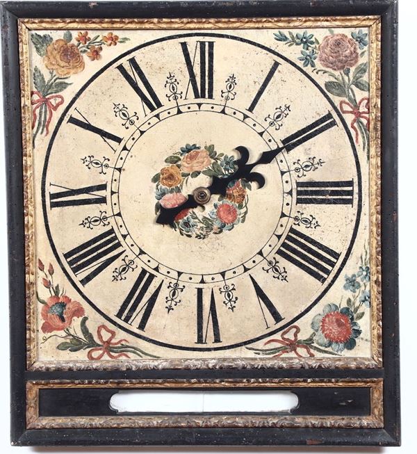 Quadrante da orologio in tela dipinta, XIX secolo