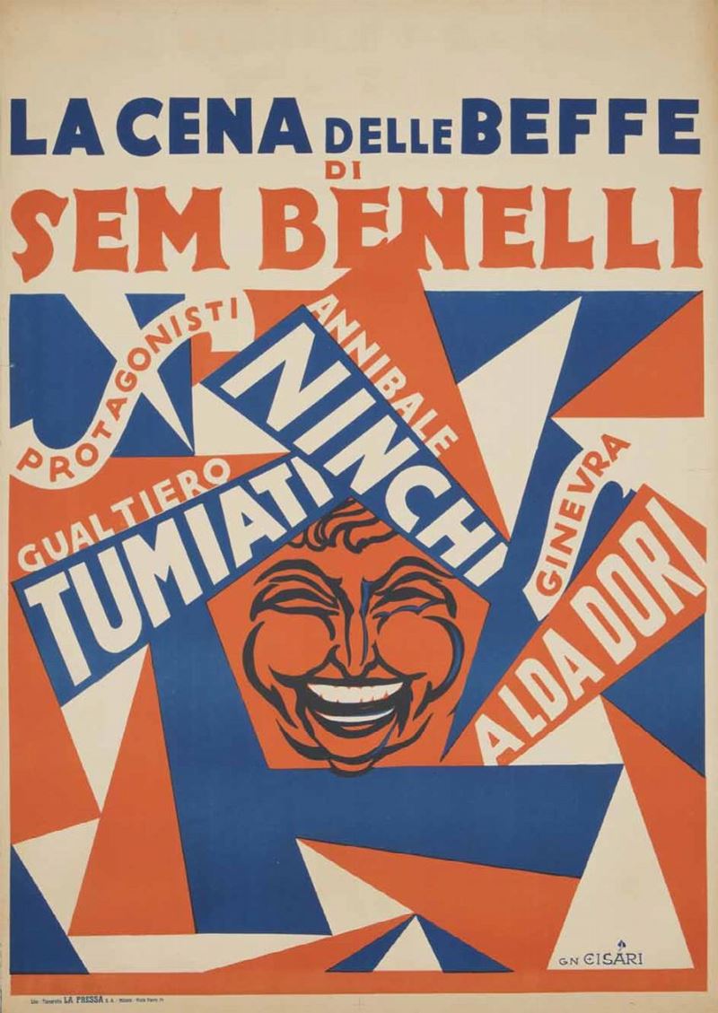 Giulio Cisari (1892-1960)<br>LA CENA DELLE BEFFE DI SEM BENELLI  - Auction Vintage Posters - Cambi Casa d'Aste