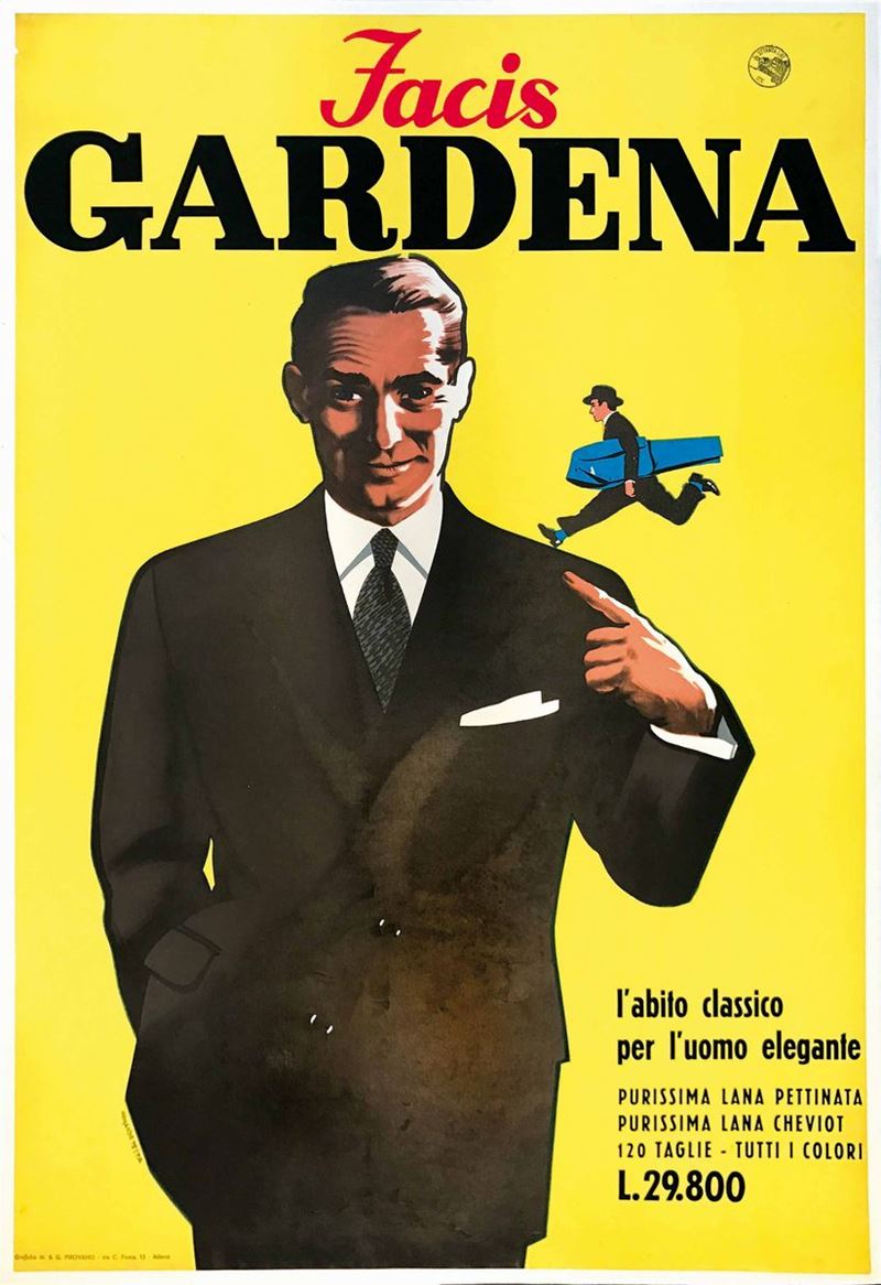 Armando Testa (1917-1992)<br>FACIS GARDENA L’ABITO CLASSICO PER L’UOMO ELEGANTE  - Auction Vintage Posters - Cambi Casa d'Aste