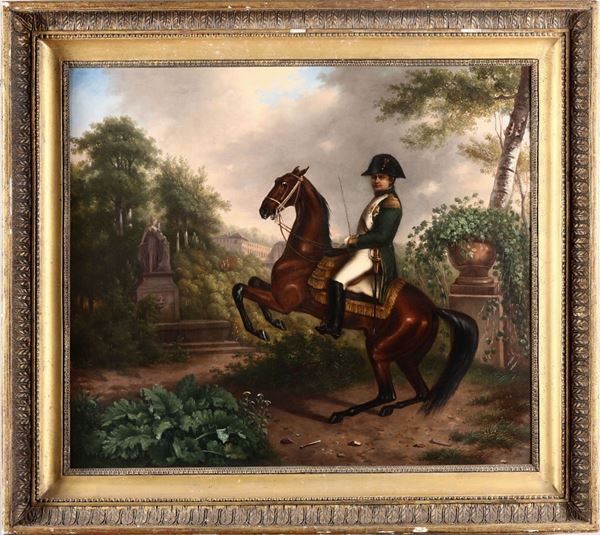 Scuola francese del XIX secolo Napoleone a cavallo