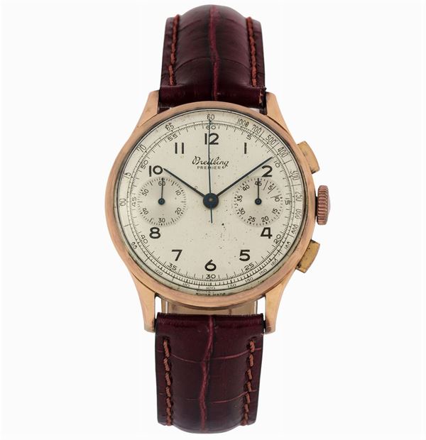 Breitling, Premier, Ref. 760. Orologio da polso, in oro rosa 18K con cronografo. Realizzato nel 1946 circa