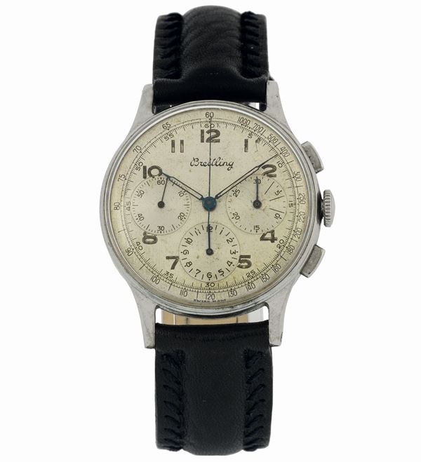 Breitling, Ref. 734, Pre-Premier. Raro, orologio da polso, cronografo in acciaio. Realizzato nel 1940 circa